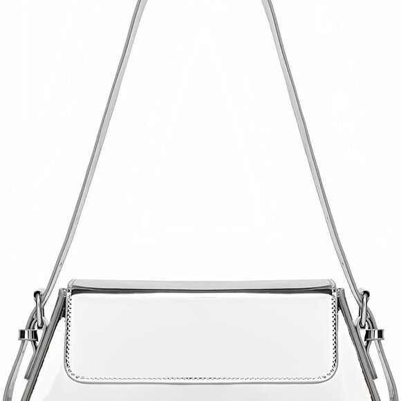Silver Metallic Evening Bag for Women Y2K Shoulder Purse for Prom Wedding Party - Picture 1 of 5